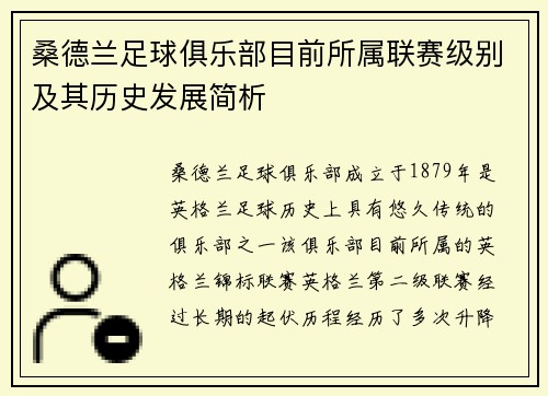 桑德兰足球俱乐部目前所属联赛级别及其历史发展简析